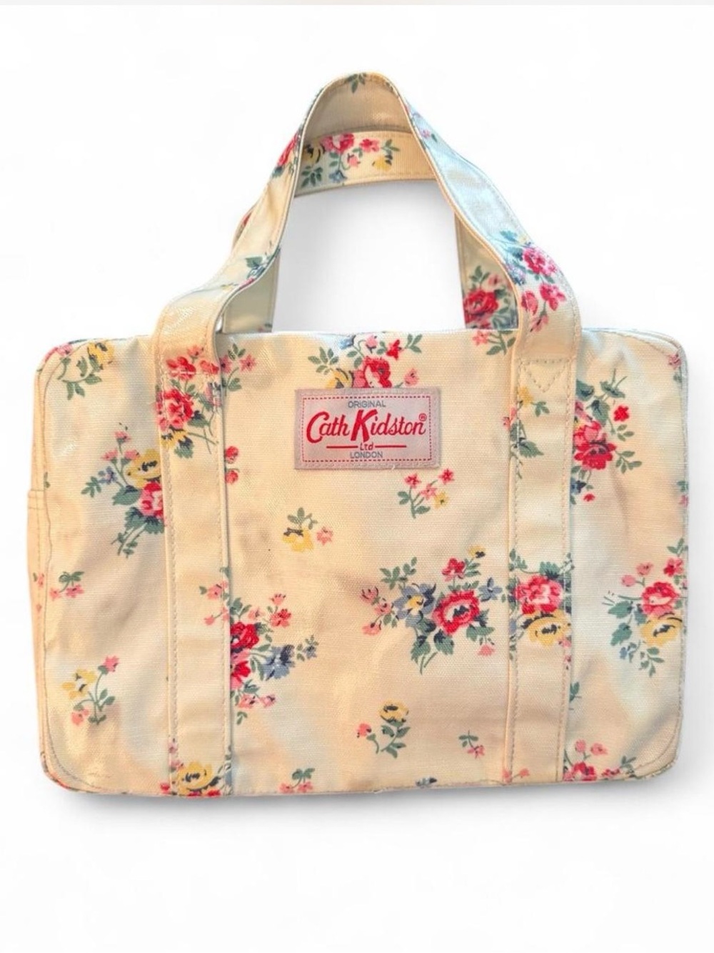 CATH KIDSTON floral print tote bag with pink, blue, and yellow flowers.